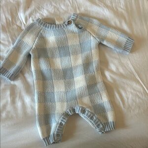 Cotton On Blue and Cream Checkered Kids Footie
